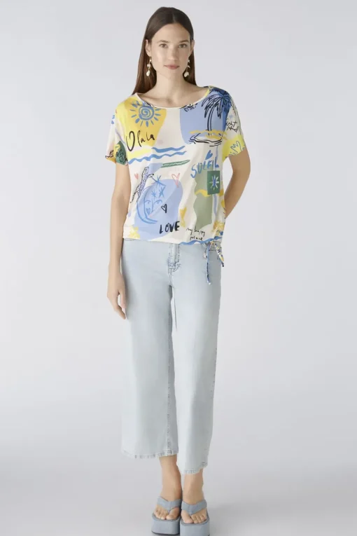 Oui t-shirts 0087426 Wit/Geel Hot