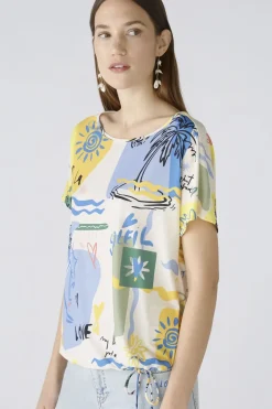 Oui t-shirts 0087426 Wit/Geel Hot