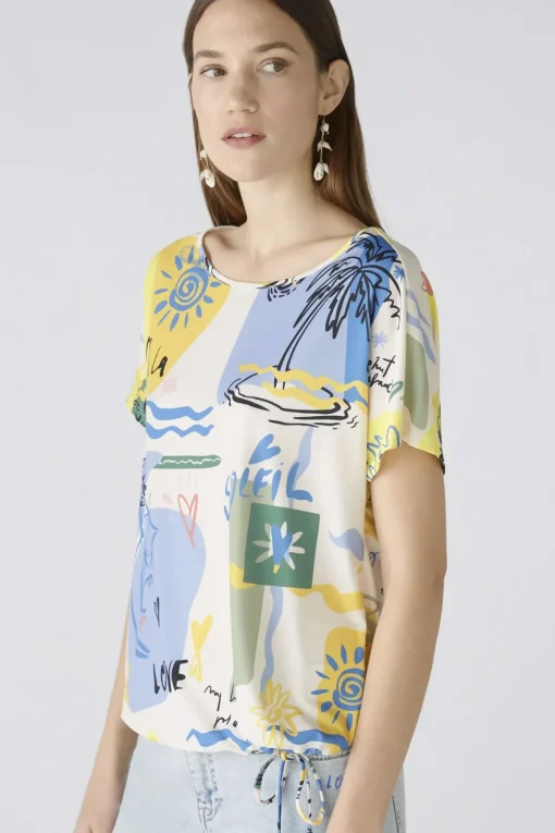 Oui t-shirts 0087426 Wit/Geel Hot