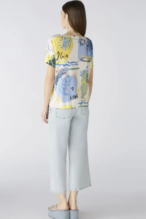 Oui t-shirts 0087426 Wit/Geel Hot