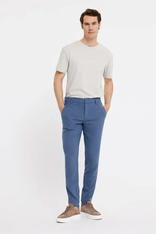 Plain business pantalon 30787 Blauw Sale