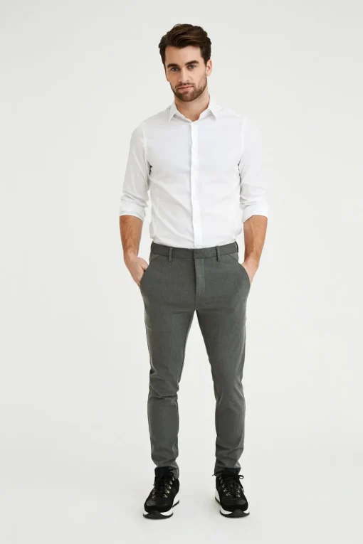 Plain business pantalon 30121 Grijs Melange Clearance