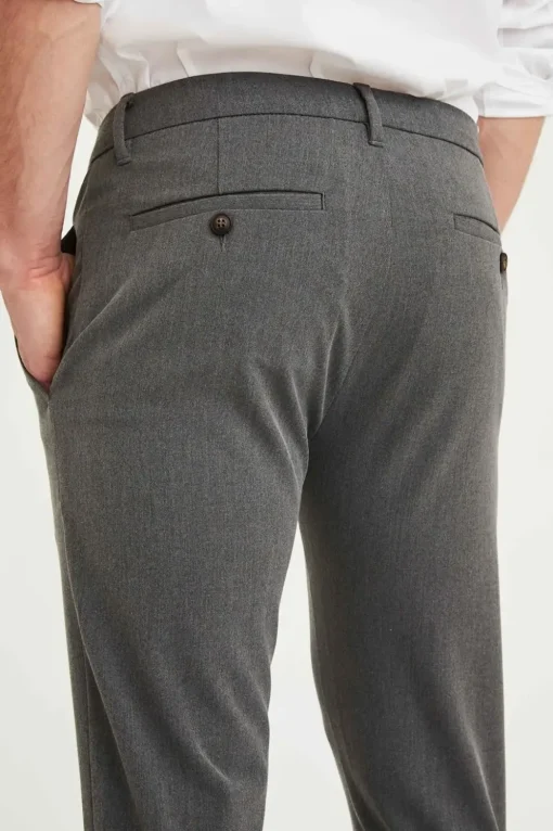 Plain business pantalon 30121 Grijs Melange Clearance