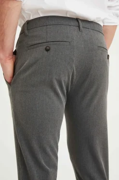 Plain business pantalon Slim Fit 30121 Grijs Melange Best