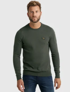 PME Legend ronde hals trui PKW0000330 Groen Clearance