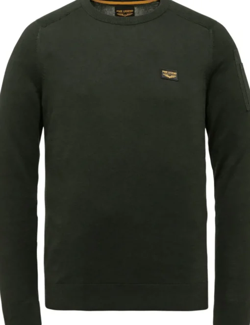 PME Legend ronde hals trui PKW0000330 Groen Clearance