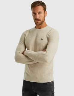 PME Legend ronde hals trui PKW2411330 Ecru Fashion