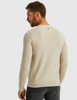 PME Legend ronde hals trui PKW2411330 Ecru Fashion