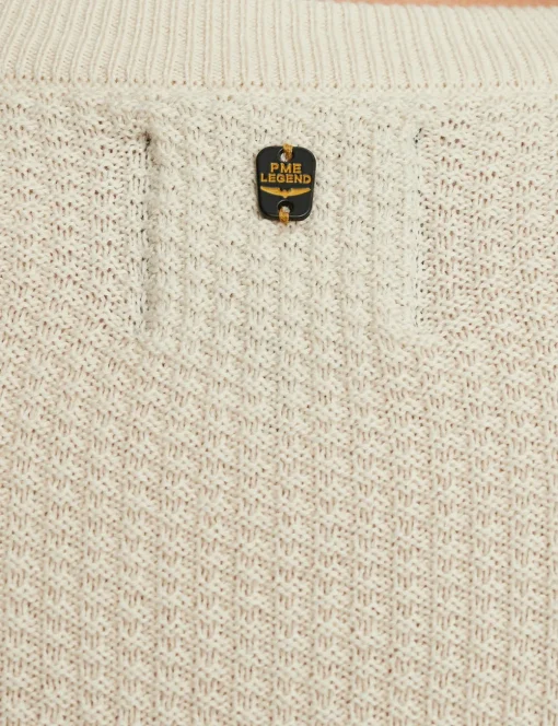 PME Legend ronde hals trui PKW2410300 Khaky beige Outlet