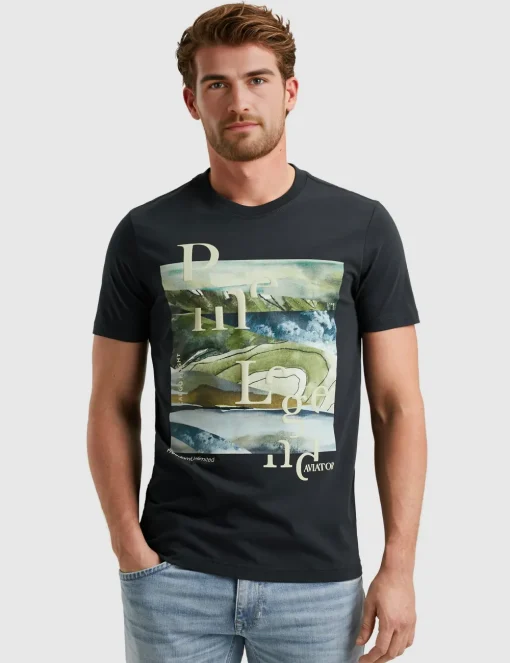 PME Legend t-shirts PTSS2505572 Donker Blauw Discount