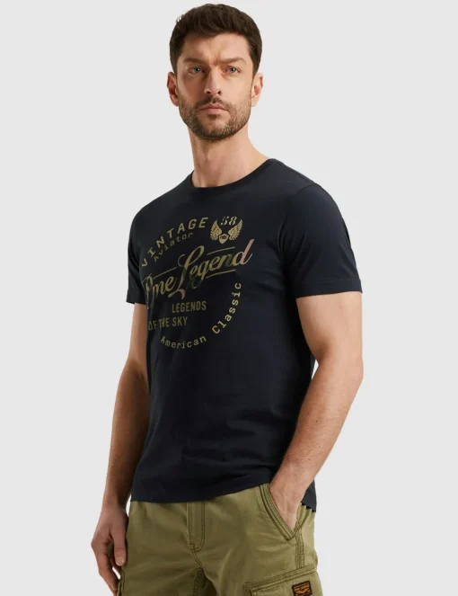 PME Legend t-shirts PTSS2504596 Donker Blauw Best