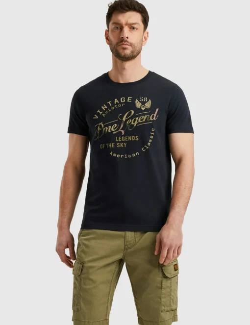PME Legend t-shirts PTSS2504596 Donker Blauw Best