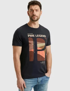 PME Legend t-shirts PTSS2504583 Licht Blauw Clearance