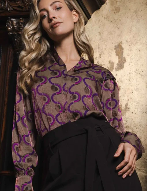 Poools blouse 333205 Taupe Outlet