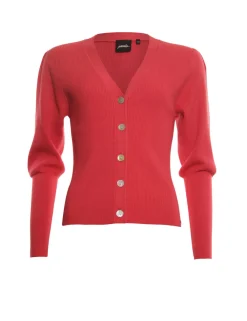Poools gebreid vest 413107 Rood Hot