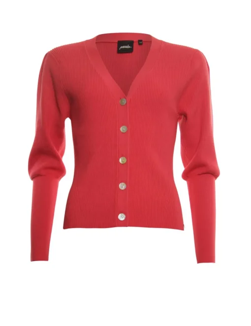 Poools gebreid vest 413107 Rood Hot