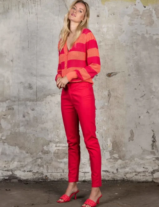 Poools gebreid vest 313145 Koraal Fashion