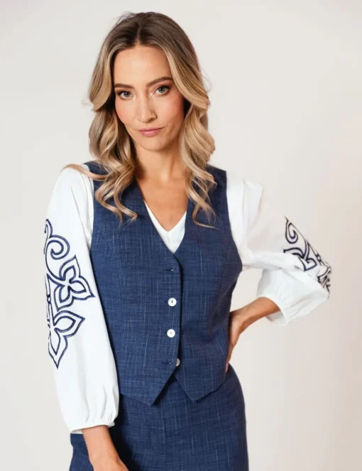 Poools gilets 513115 Donker Blauw Fashion