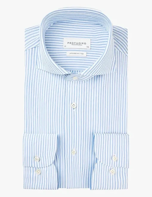 Profuomo jersey overhemd Slim Fit PP2HC10008 Blauw Outlet