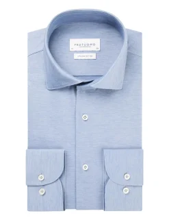 Profuomo jersey overhemd Slim Fit PPTH100038 Blauw Sale