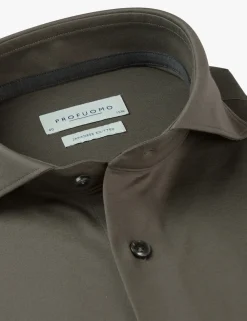 Profuomo jersey overhemd PPVH30044E Donker Groen Outlet