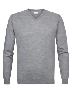 Profuomo v-hals trui Slim Fit PP2J00006D Grijs Clearance
