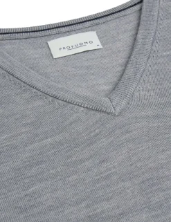 Profuomo v-hals trui Slim Fit PP2J00006D Grijs Clearance