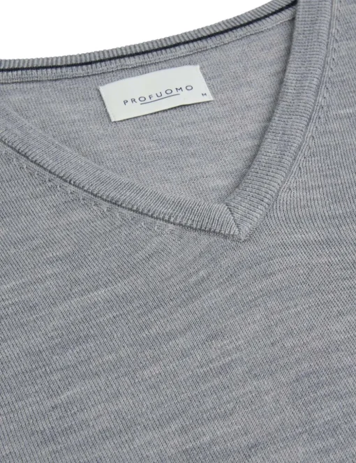 Profuomo v-hals trui Slim Fit PP2J00006D Grijs Clearance