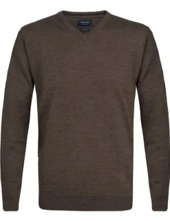 Profuomo v-hals trui Slim Fit PP0J00207 Bruin Fashion
