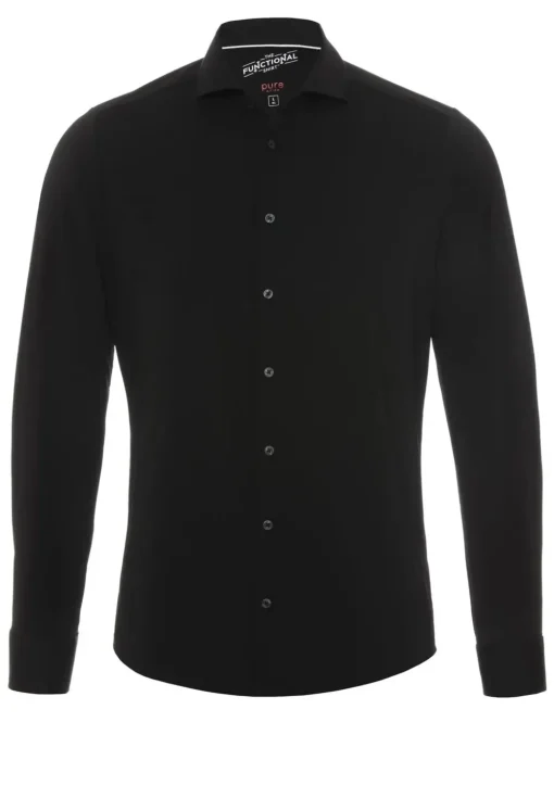Pure jersey overhemd Slim Fit 4030-21750 Zwart Hot