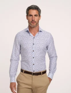 R2 business overhemd Tailored Fit 124.WSP.024 Blauw Hot