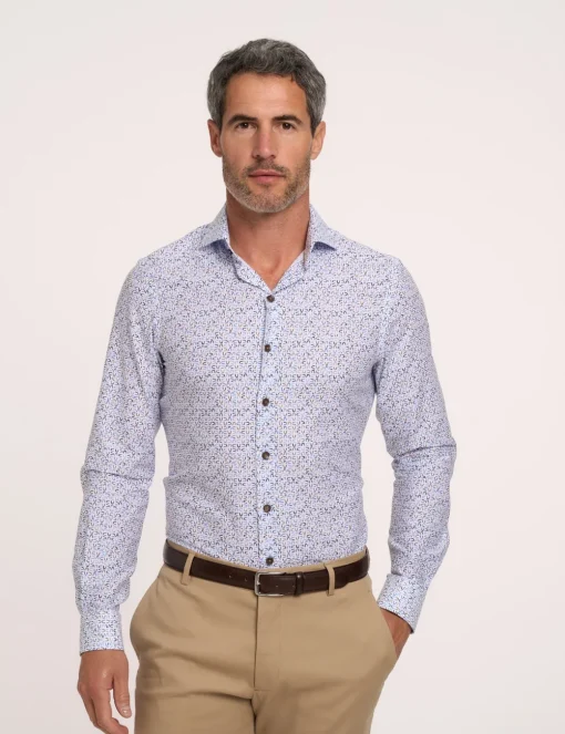 R2 business overhemd Tailored Fit 124.WSP.024 Blauw Hot