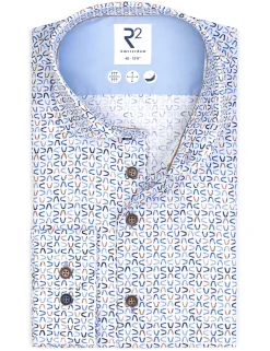 R2 business overhemd Tailored Fit 124.WSP.024 Blauw Hot