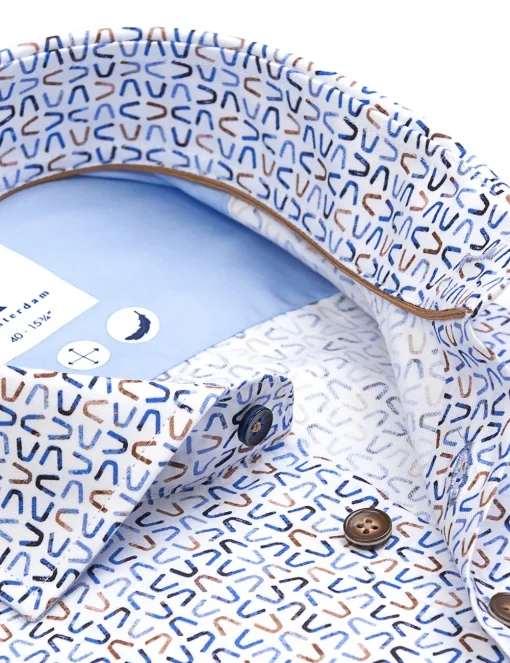 R2 business overhemd Tailored Fit 124.WSP.024 Blauw Hot