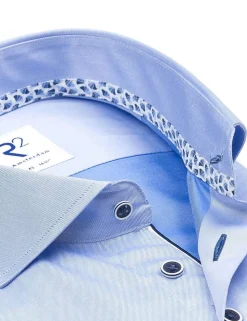 R2 business overhemd Tailored Fit NOS.TWILL.002/018 Licht Blauw Clearance