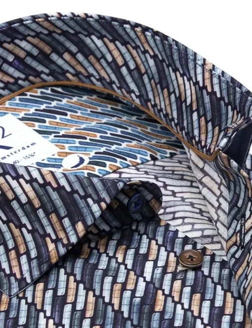 R2 business overhemd Tailored Fit 126.WSP.033 Marine Hot