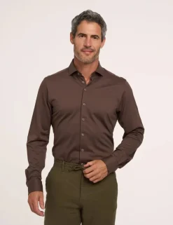 R2 business overhemd Tailored Fit 126.WSP.002 Donker Bruin Discount
