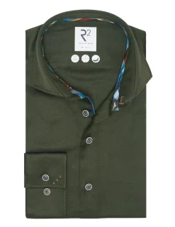 R2 business overhemd Tailored Fit 126.WSP.013 Donker Groen Fashion