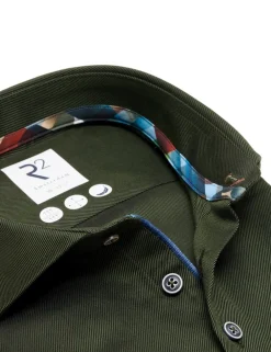 R2 business overhemd Tailored Fit 126.WSP.013 Donker Groen Fashion
