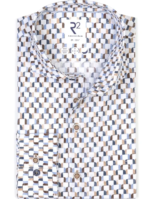 R2 business overhemd 128.WSP.068 Blauw Clearance