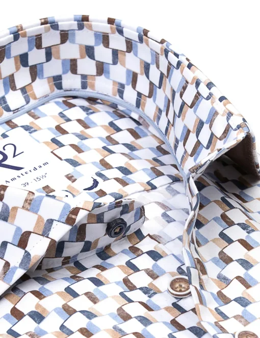 R2 business overhemd 128.WSP.068 Blauw Clearance