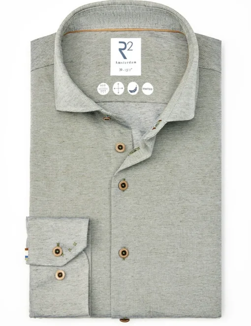 R2 jersey overhemd 128.WSP.019 Donker Groen Clearance