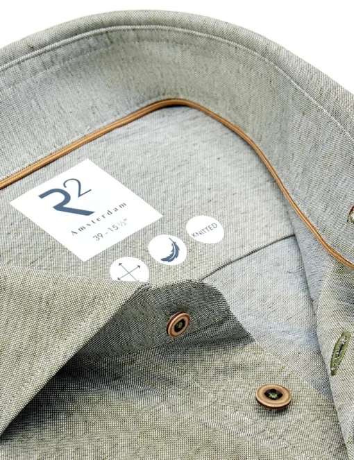 R2 jersey overhemd 128.WSP.019 Donker Groen Clearance