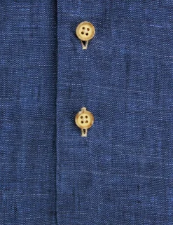 R2 linnen overhemd Tailored Fit 124.WSP.009 Kobalt Outlet