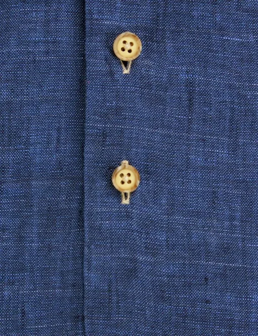 R2 linnen overhemd Tailored Fit 124.WSP.009 Kobalt Outlet