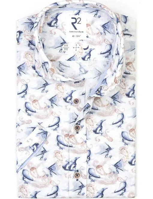 R2 overhemd 125.WSPSS.012 Blauw Online