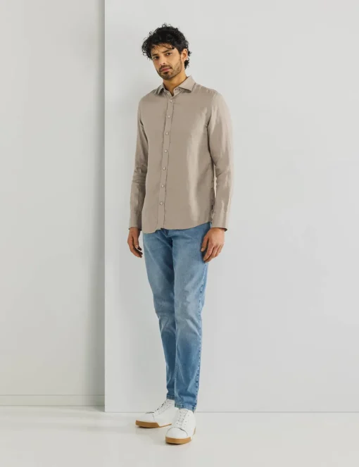 State of Art linnen overhemd 21115342 Khaky beige Fashion