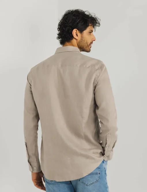 State of Art linnen overhemd 21115342 Khaky beige Fashion