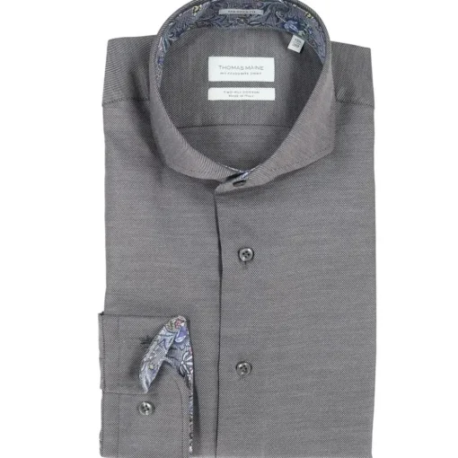 Thomas Maine casual overhemd Tailored Fit 827720 Grijs Outlet